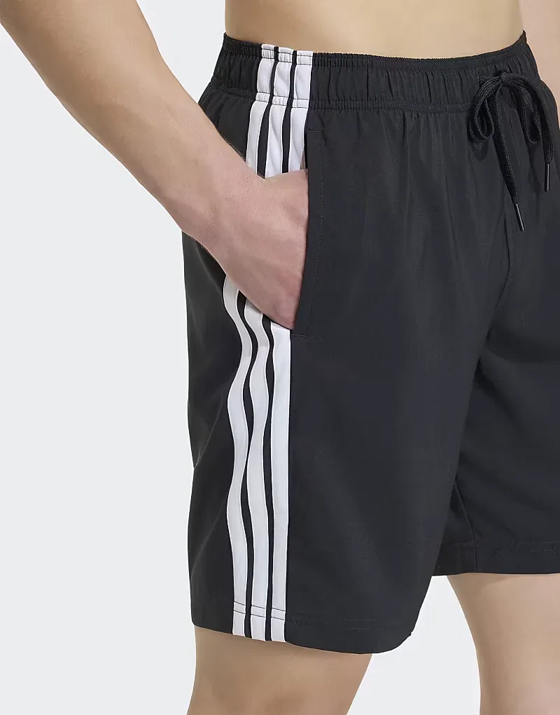 Плавки Adidas Performance с тремя полосками, длина 8 дюймов, черно-белые — фото 4