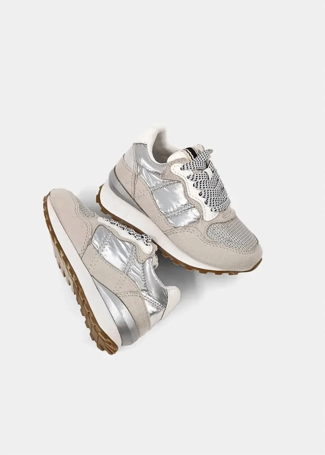 Детские кроссовки с металлическим блеском Phoebe Mini Sneaker SHU SHOP, Pewter — фото 4