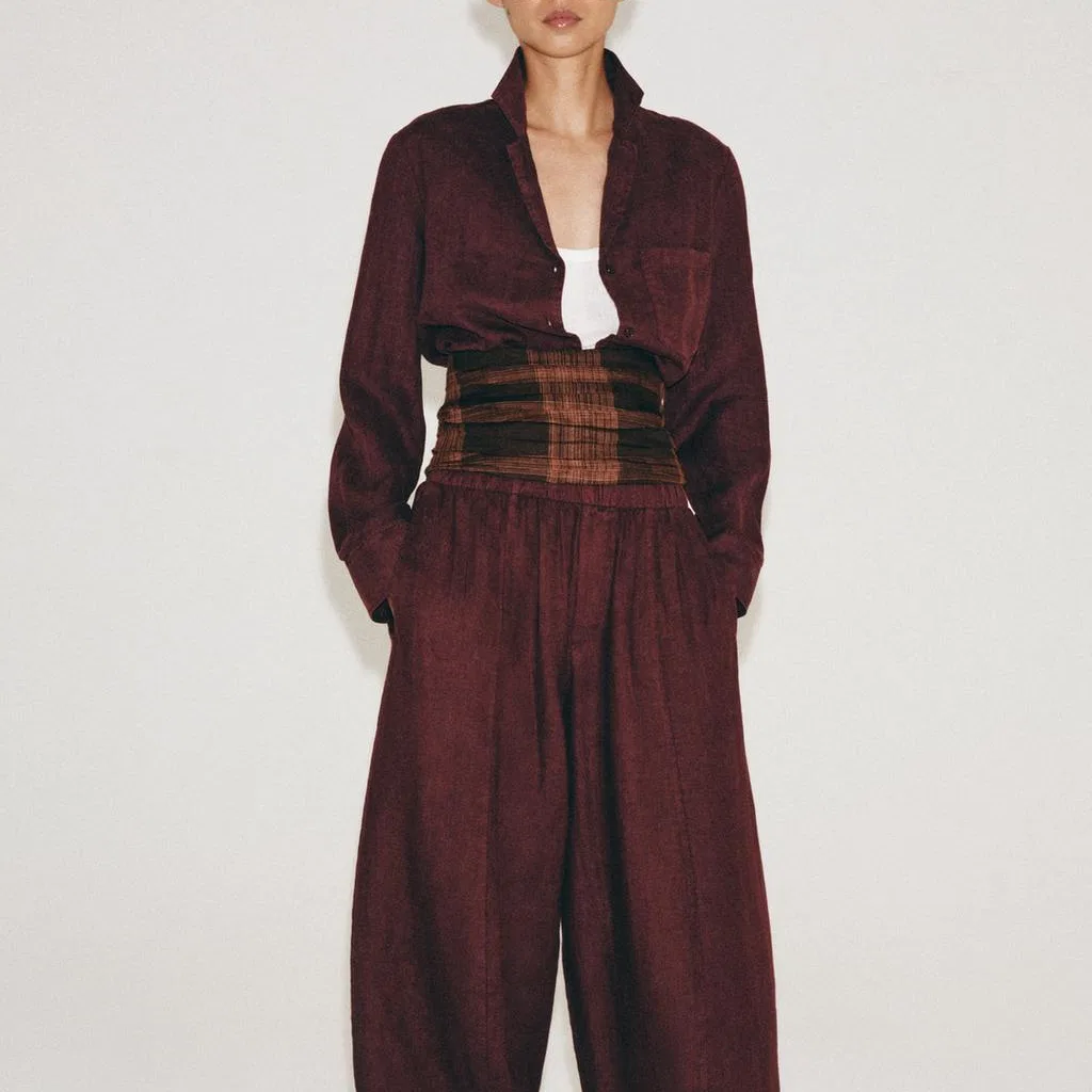 Женская рубашка с лацканами ZW Shirts Burgundy, ZARA, Бургунди — фото 4