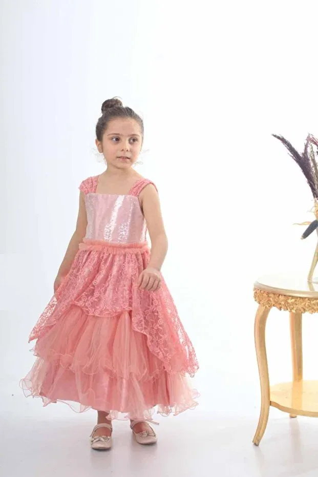 Детское платье для девочек с принтом Öfi Kids, Dried Rose — фото 2