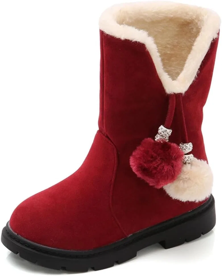 Детские зимние сапоги для девочек с мехом Princess Mid Calf Booties Canyoule, Red