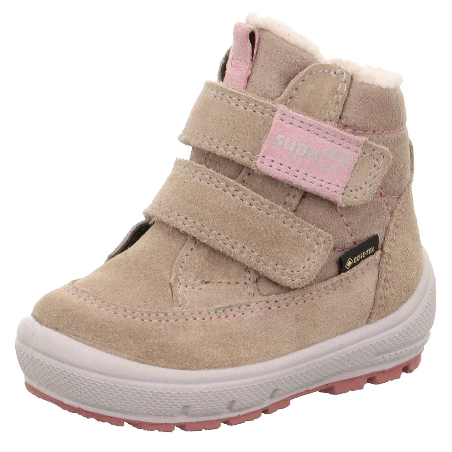 Детские зимние ботинки с двумя липучками Superfit, Light Beige-Pink