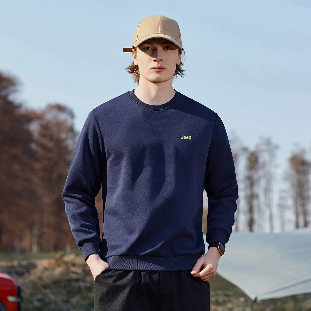 Детский комплект из худи и брюк с флисовой подкладкой Jeep, Navy Heather/Black Grey — фото 4