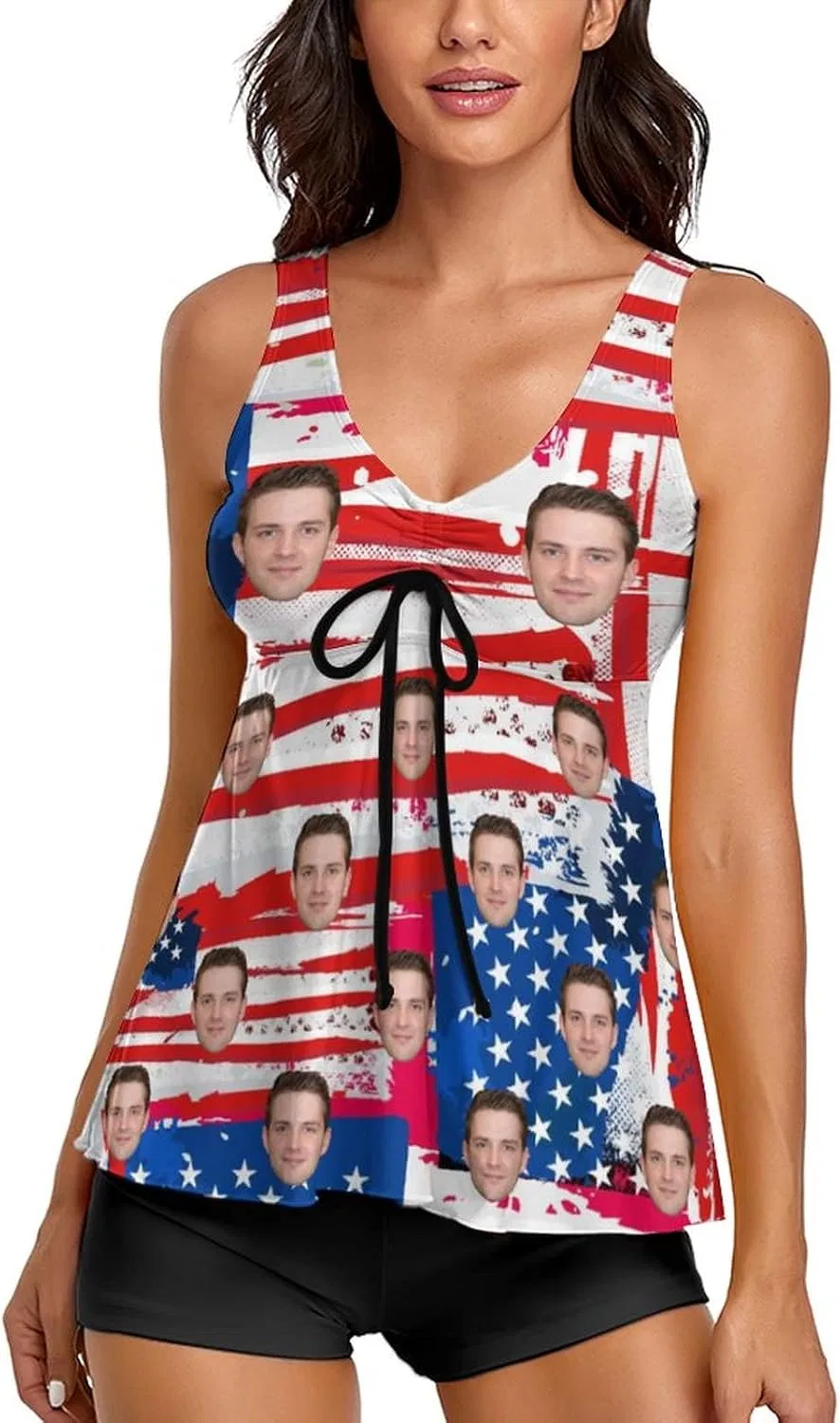 Женский танкини с кастомизированным принтом, American Flag 2