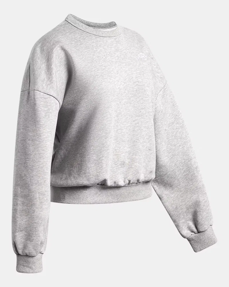Свитшот оверсайз с начесом UA Rival Fleece UnderArmour, Mod Gray Light Heather/White — фото 3