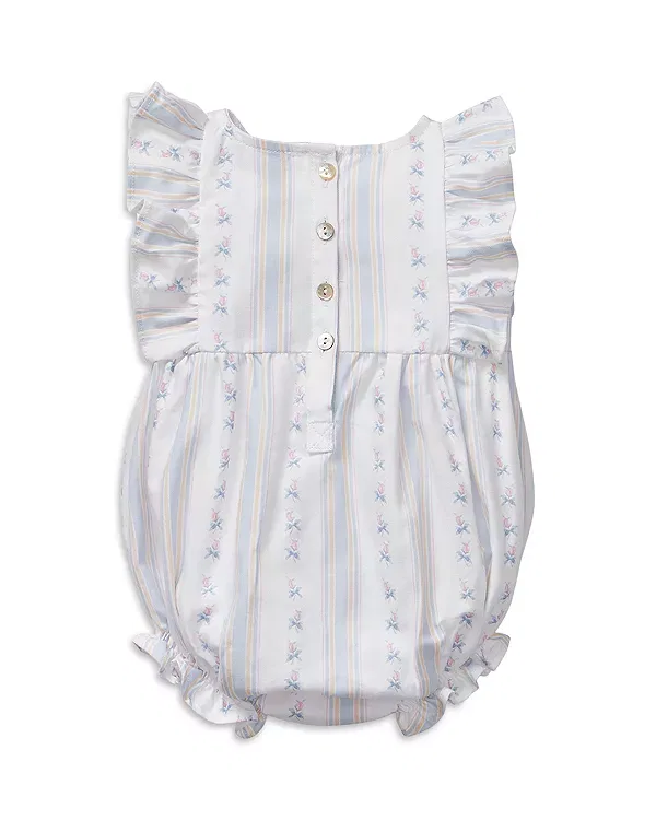 Детский боди-комбинезон для девочек с коротким рукавом-рюш Сottage Stripe Petite Plume, белый — фото 2