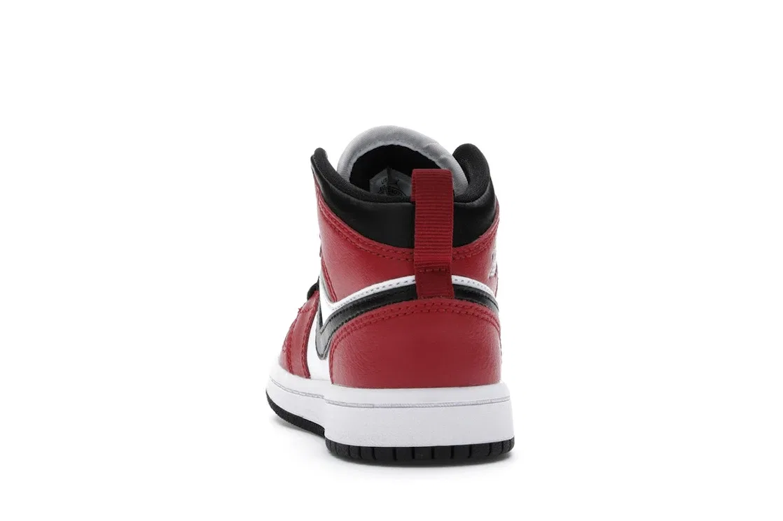 Детские кроссовки Lifestyle с принтом Jordan 1 Mid Chicago Toe (PS) Jordan, Black Gym Red-Black — фото 4