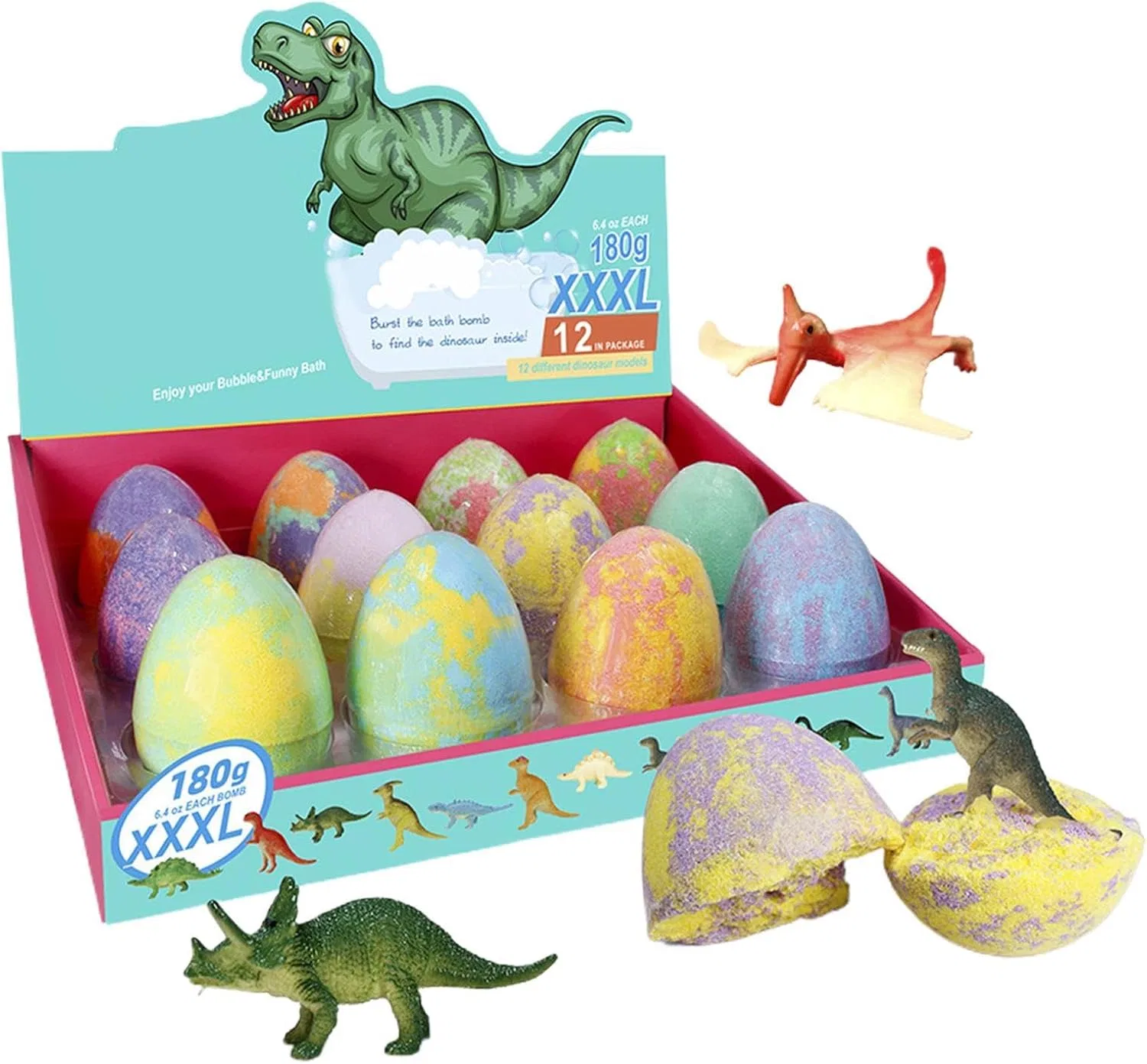 Generisch Бомбочки для ванны Dinosaurier 12 штук, шипучие