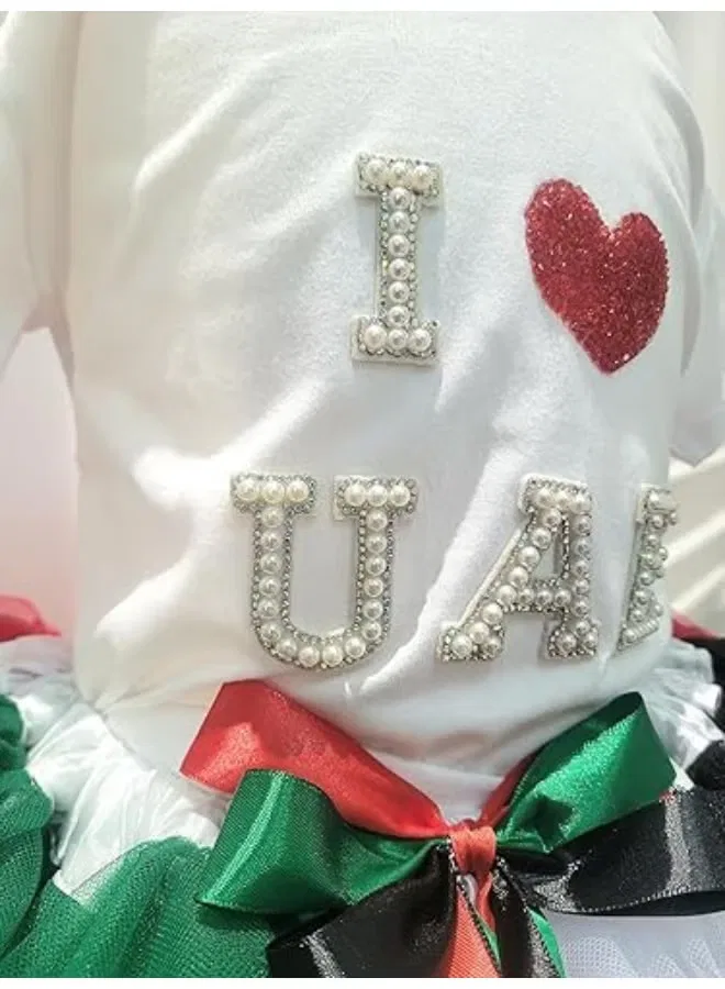 Платье-пачка с футболкой I ❤️ UAE и юбкой из фатина, комплект из 2 предметов, Daddy'S Angel, красно-зелено-бело-черный — фото 4