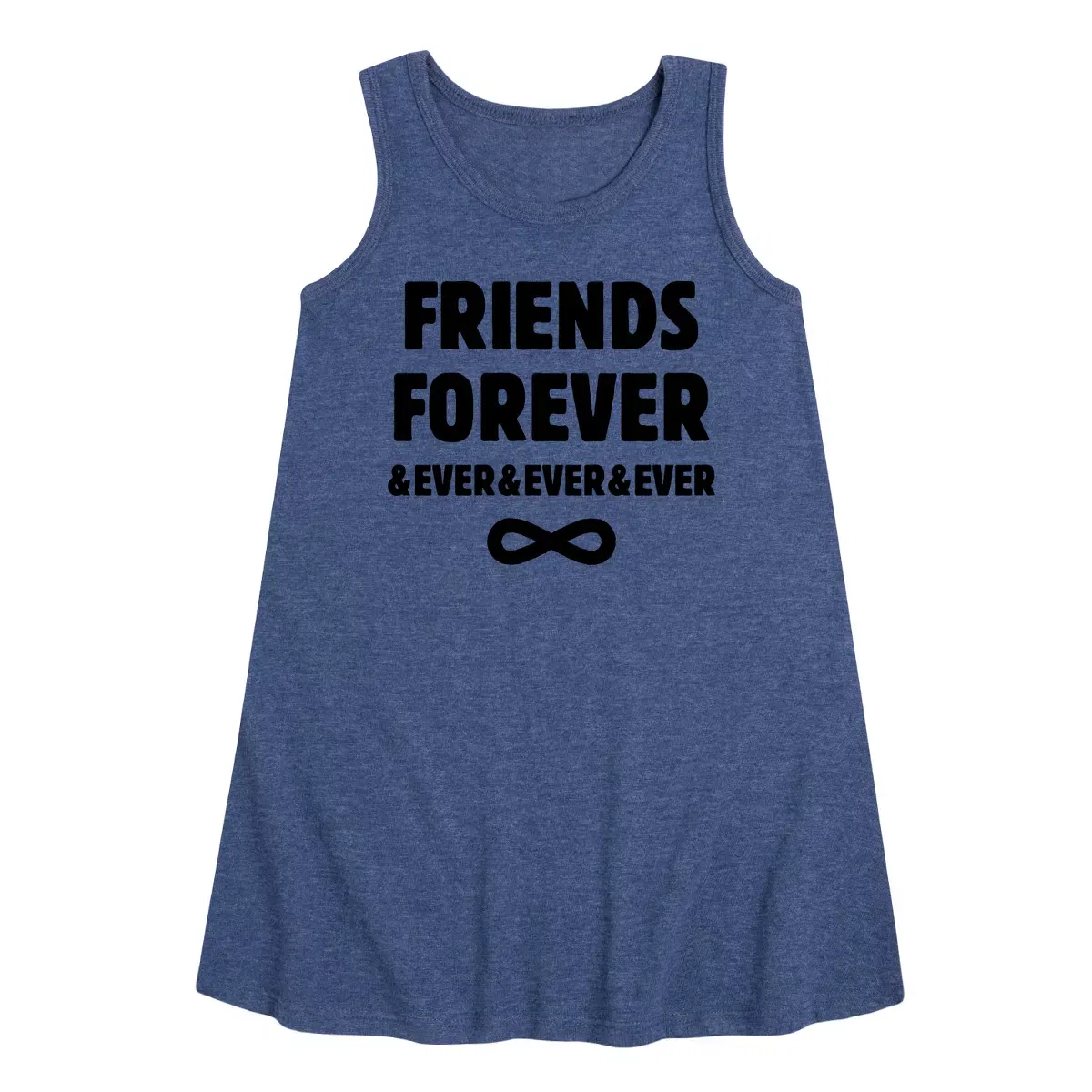 Детское платье-трапеция без рукавов Friends Forever And Ever Instant Message, Heather Navy