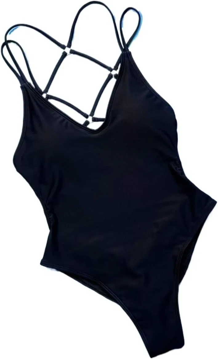 Женский цельный купальник с открытой спиной Criss Cross, Black