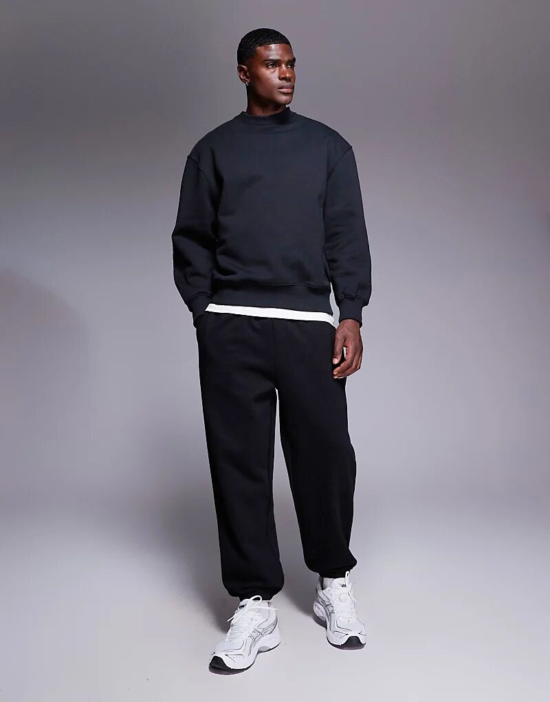 

Премиальные плотные свободные спортивные брюки ASOS DESIGN плотностью 400 г/м² черного цвета