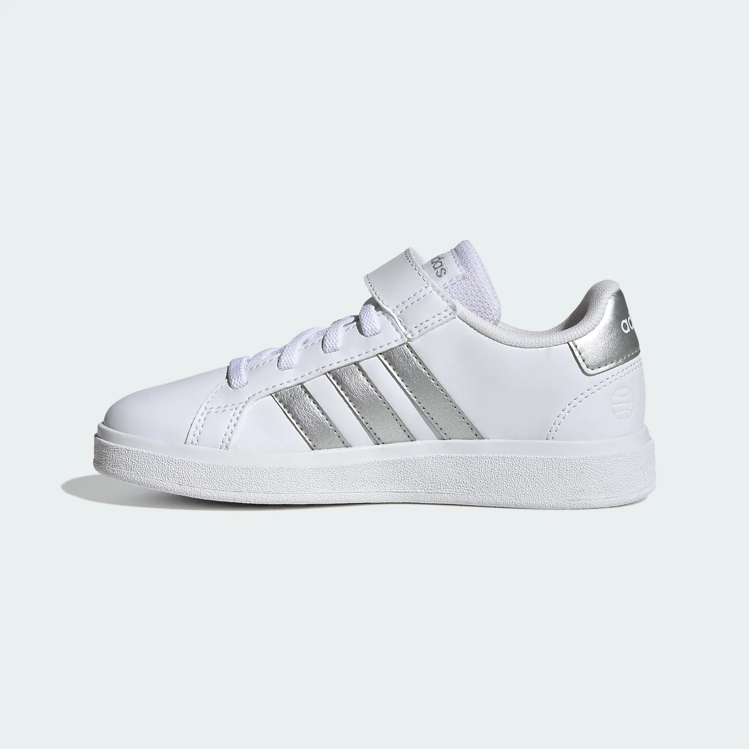 Детские кроссовки для мальчиков с цельной подошвой Grand Court 2.0 Adidas, White Ftwr White Matte Silver Matte Silver — фото 2