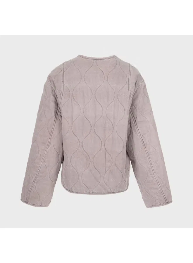 Куртка хлопковая с тиснением Zara, фиолетовый — фото 3