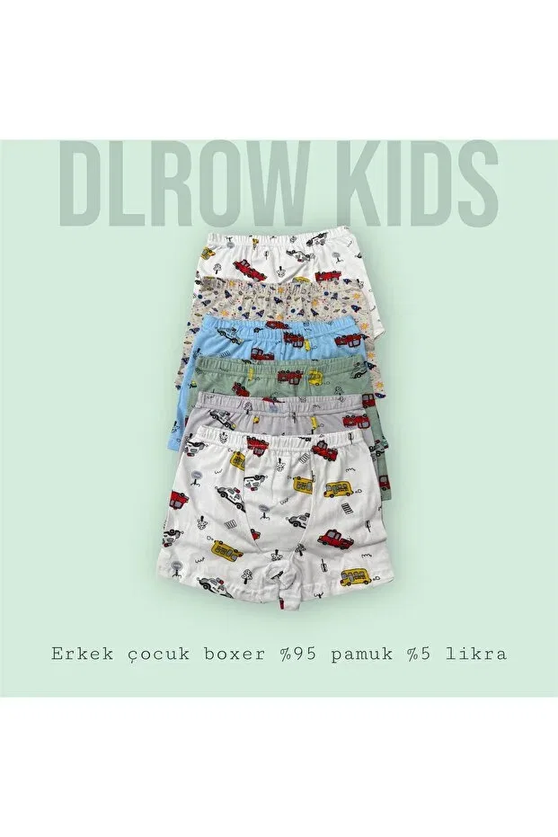 Детские боксеры для мальчиков с принтом 6 шт Dlrow, White, Gray, Green, Blue, Cream, Navy Blue