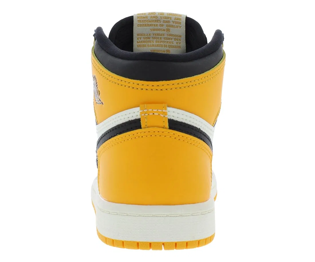 Детские кроссовки для мальчиков высокие Jordan 1 Retro High Og Jordan, Taxi Black Sail — фото 4