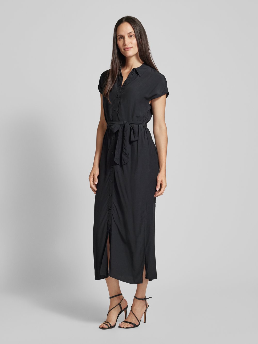 

Платье макси с поясом-завязкой Oui, черный