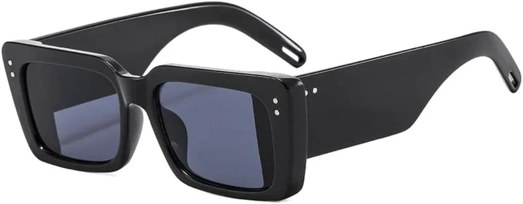 

Популярные модные квадратные двухцветные женские солнцезащитные очки в стиле ретро с заклепками и широкими дужками, мужские солнцезащитные очки UV400 UATXTAU, Black