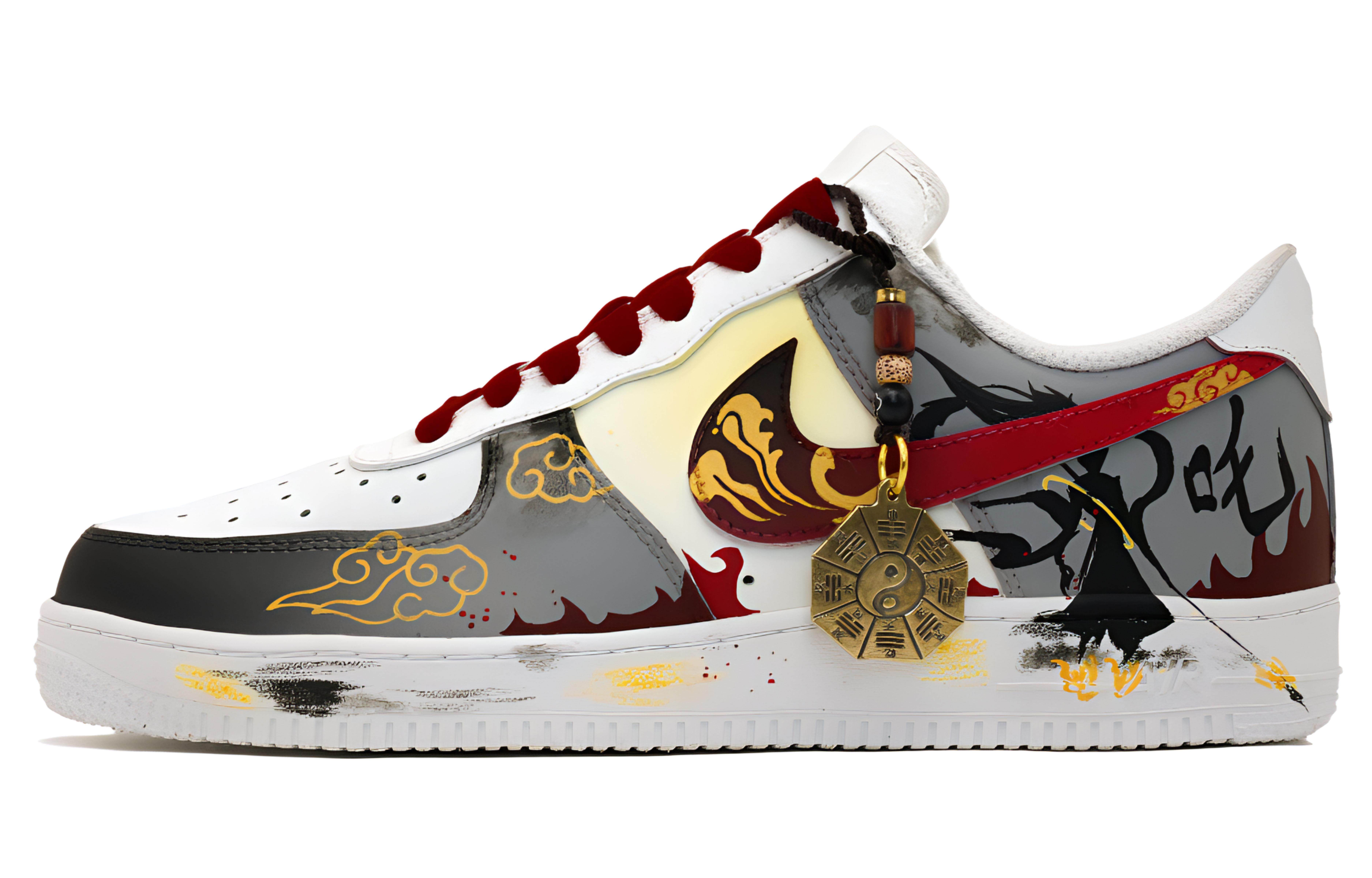 Nike Кроссовки для скейтбординга Air Force 1 с противоскользящим износостойким верхом, унисекс, черные, красные, золотые