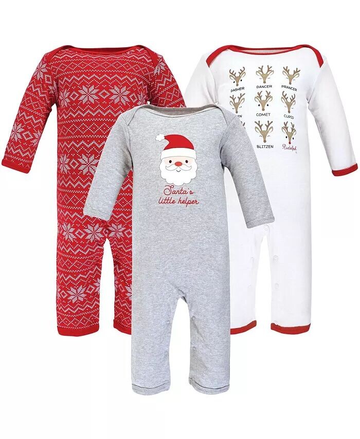 

Хлопковый комбинезон унисекс для маленьких мальчиков, Santa Reindeer Hudson Baby, серый