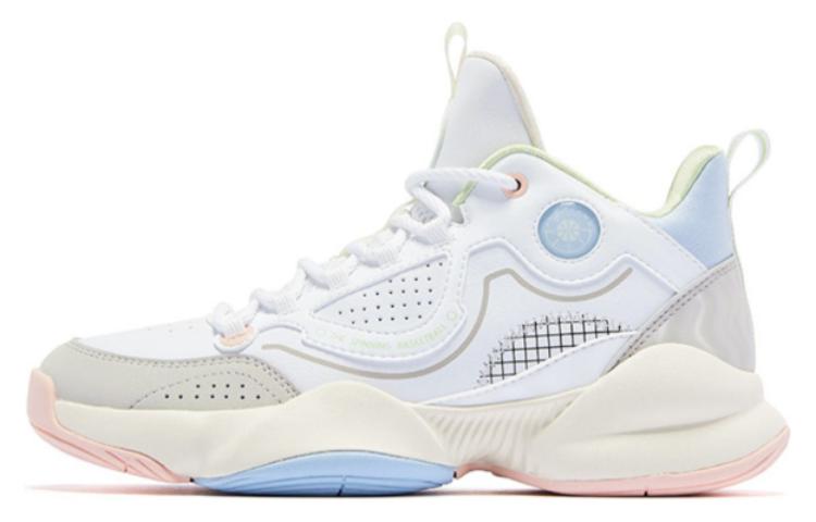 

QIAODAN Антискользящие и износостойкие дышащие баскетбольные кроссовки мид-топ женские белый серый голубой розовый