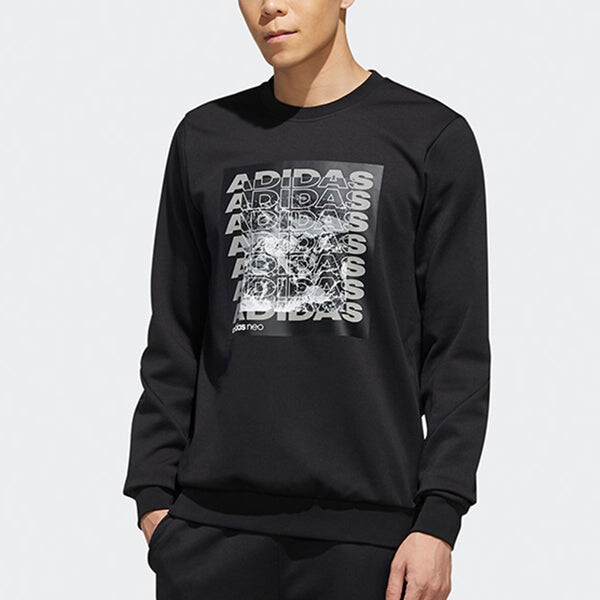 Толстовка adidas neo Csgrswtshrt Sports Round Neck Knit Pullover Long Sleeves Black, черный — фото 2