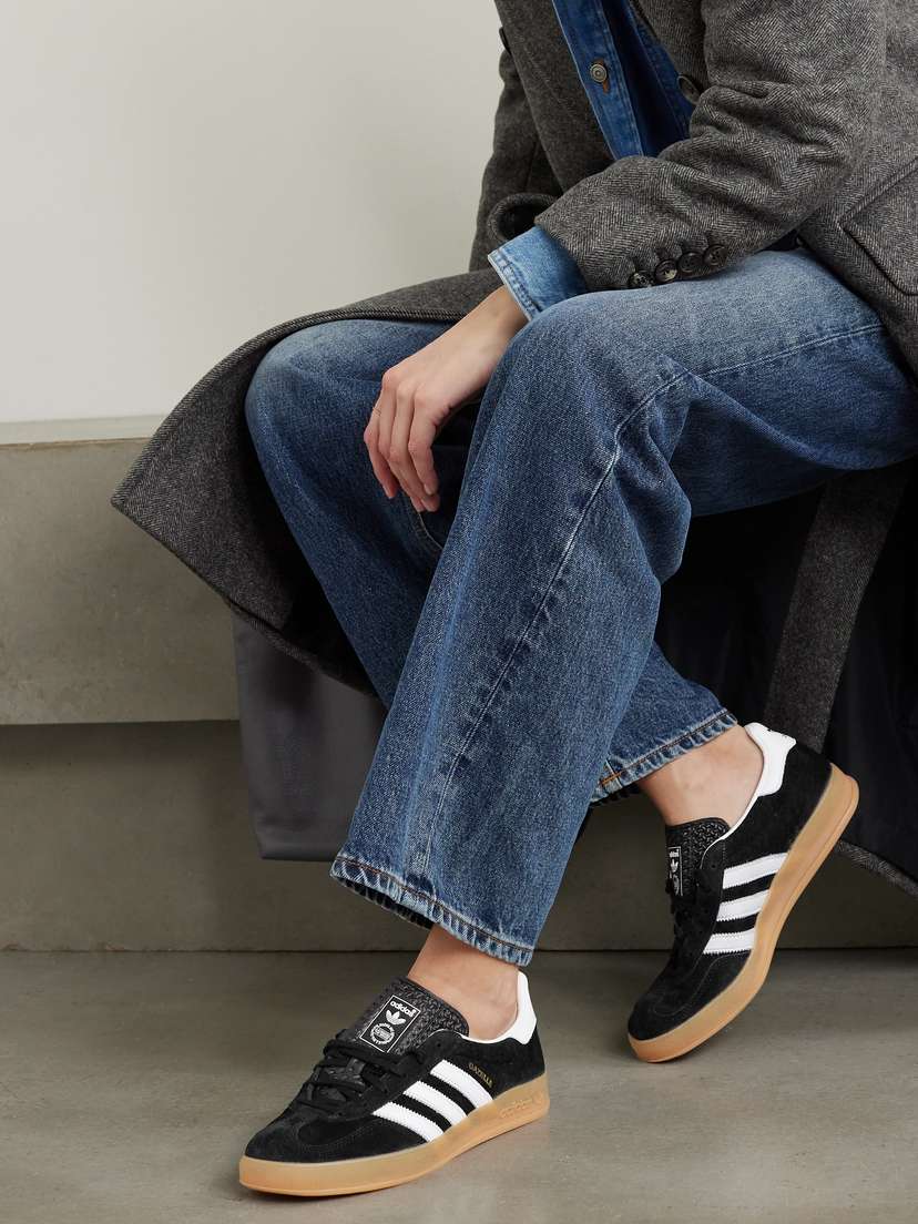 Замшевые кроссовки Gazelle для дома с кожаной отделкой Adidas Originals, черный — фото 2