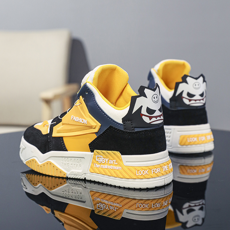 Детские скейтерские кроссовки Kids TONYBEAR, белый/желтый — фото 4
