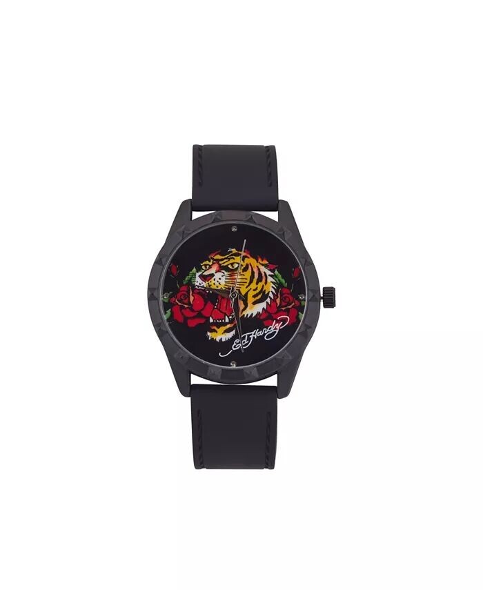 

Женские кварцевые черные силиконовые часы 40 мм Ed Hardy, черный