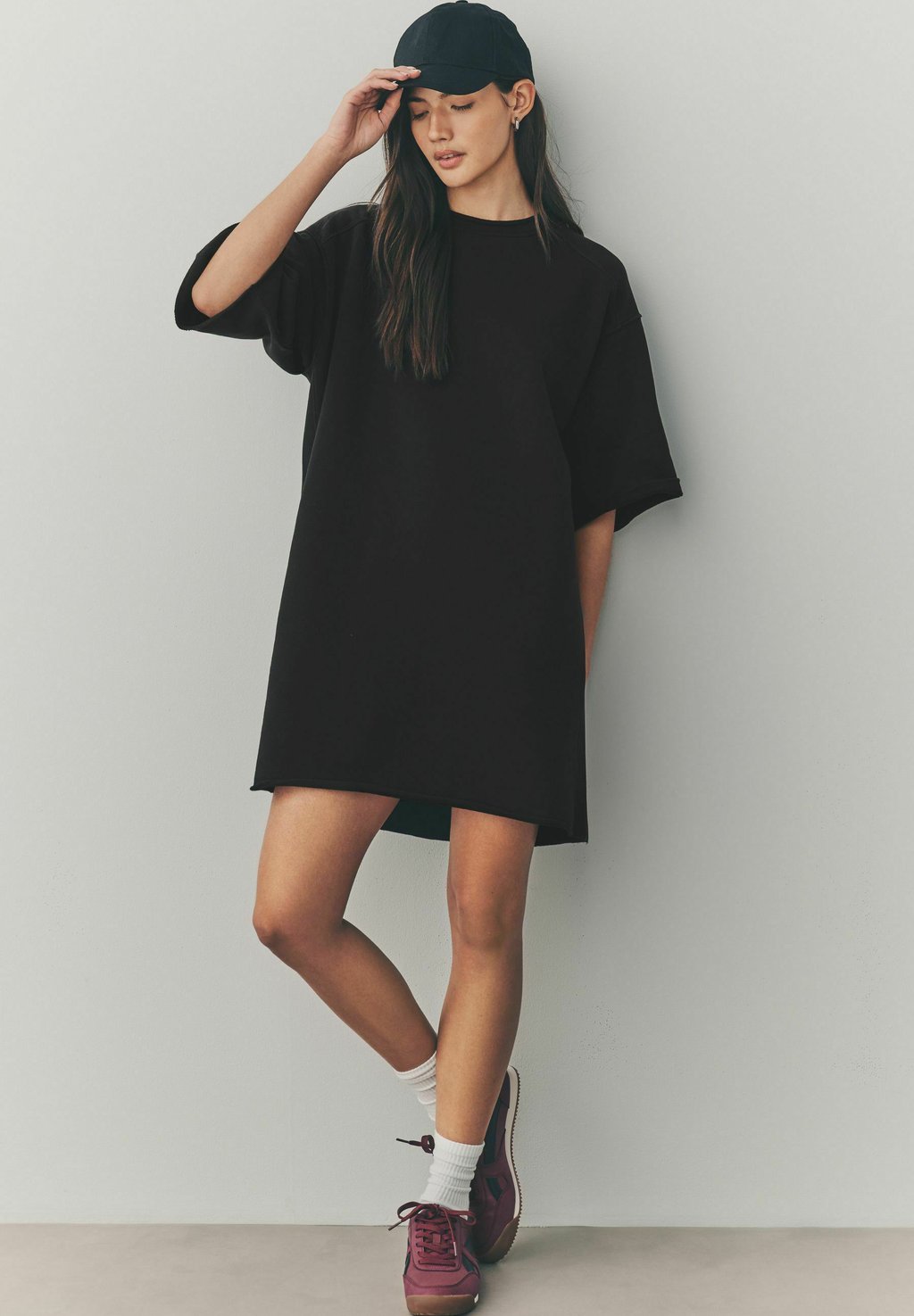 

Повседневное платье RAW HEM DETAIL WASHED CREW NECK Next, черный
