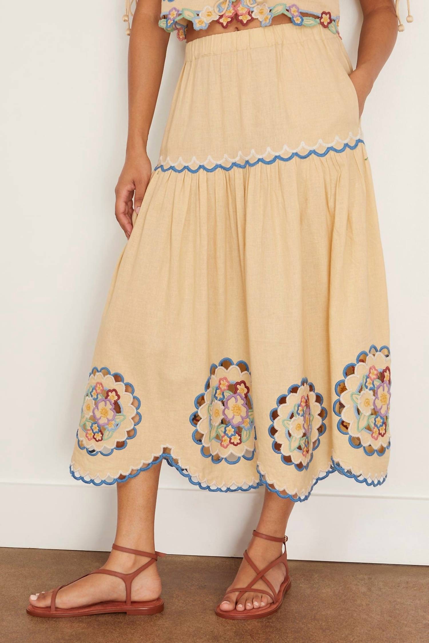 

Юбка Melinda с вышивкой в цвете экрю SEA, Ecru