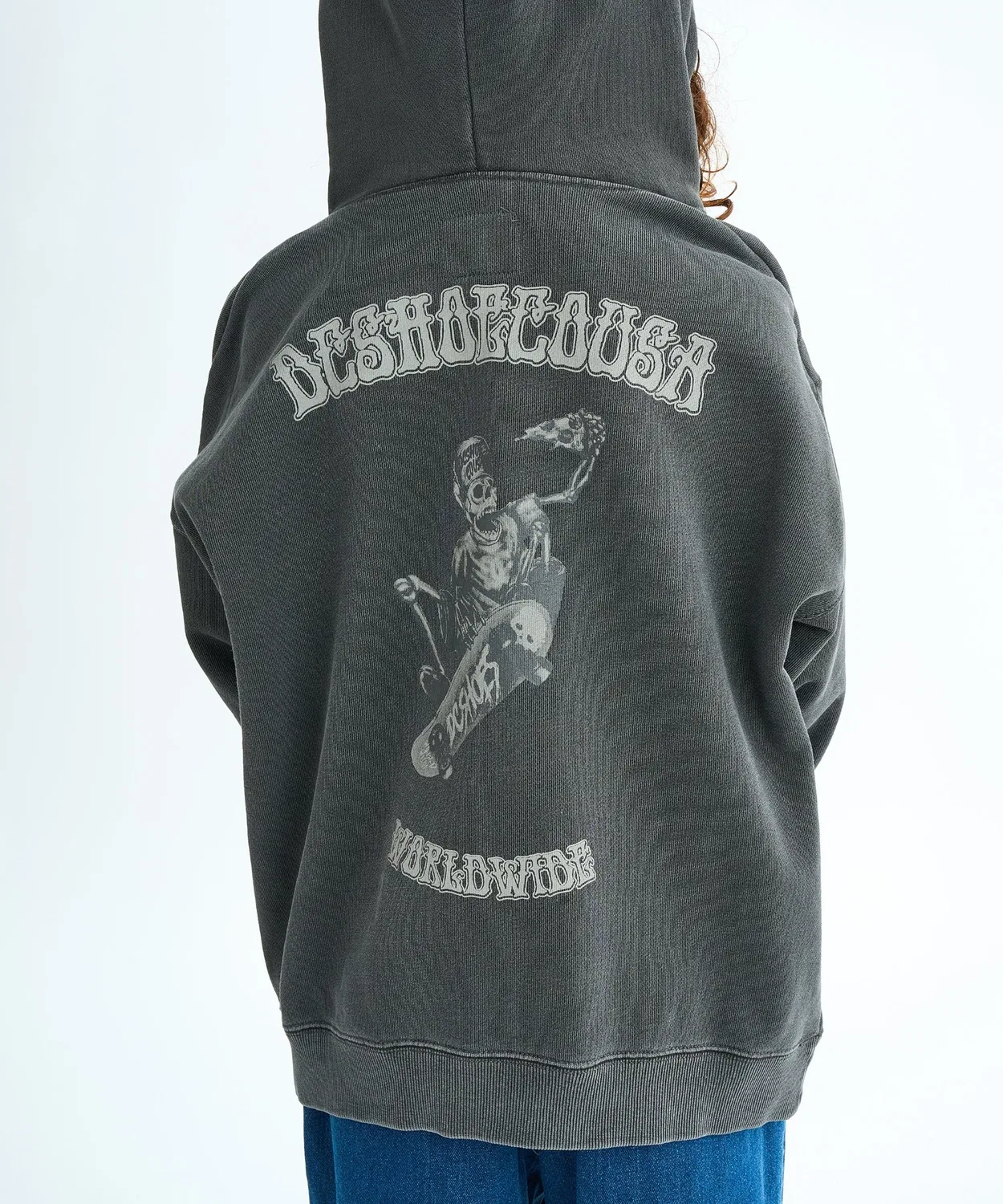 Детская кофта-худи DC Skate Skull Pullover, чёрный с розовым — фото 3