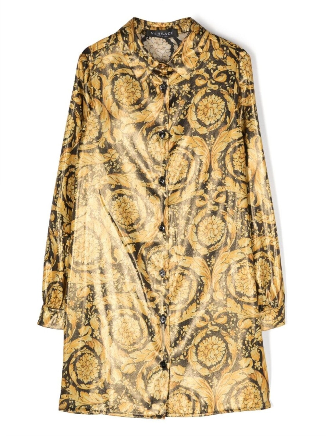 

Versace Kids платье-рубашка с длинными рукавами и принтом Barocco, золотой