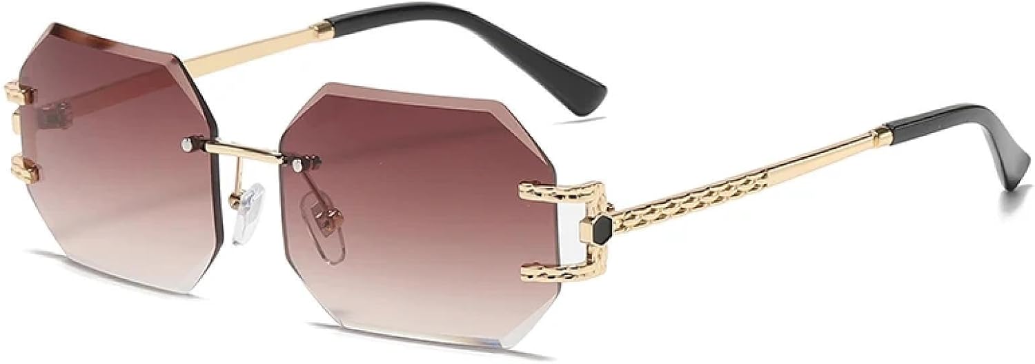 

Солнцезащитные очки с защитой от УФ-излучения UV400 | Безободковые очки с улучшенными линзами | Для женщин и мужчин, для занятий спортом на открытом воздухе и вождения DSVIGF, Brown