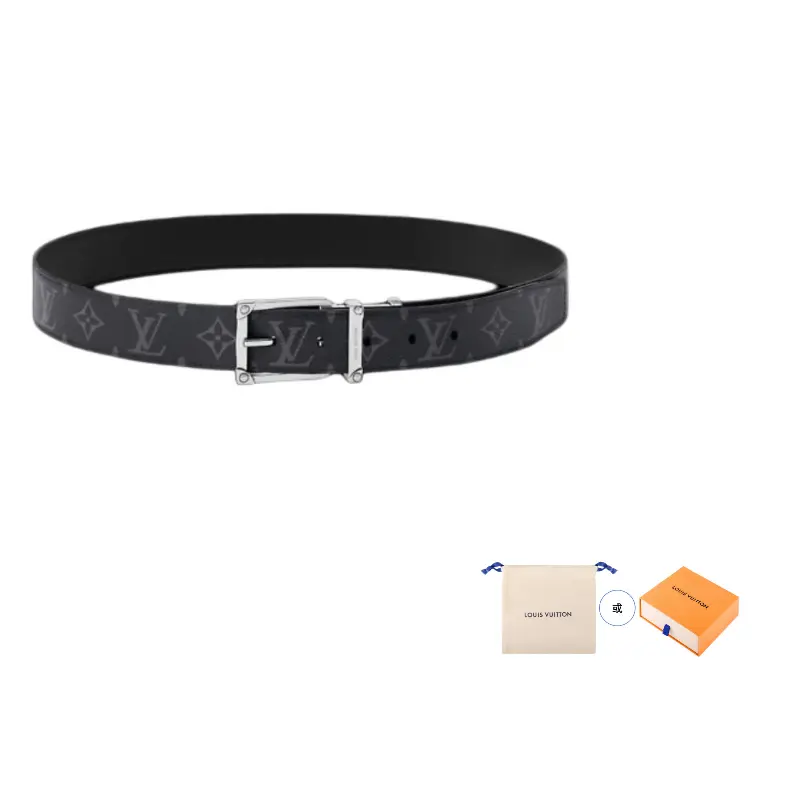 

LOUIS VUITTON Ремень monogram coated canvas leather мужской black ширина 3,5 см