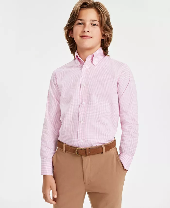 

Рубашка в клетку на пуговицах для мальчиков Big Boys B By Brooks Brothers, розовый