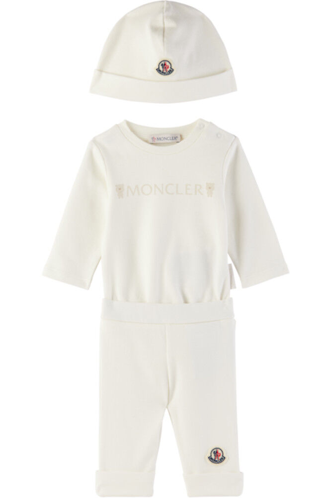 

Детский белый хлопковый боди-комплект Moncler Enfant
