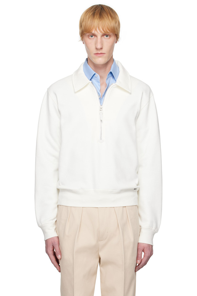 

Хлопковая кашемировая регбийка с молнией Tom Ford, белый