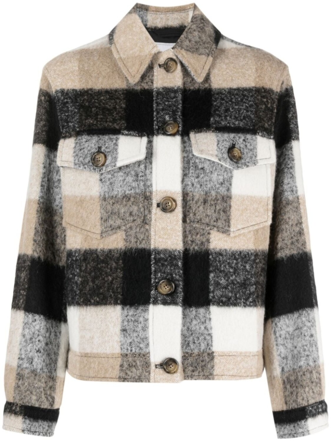 

Клетчатая куртка-рубашка с бахромой Woolrich, черный