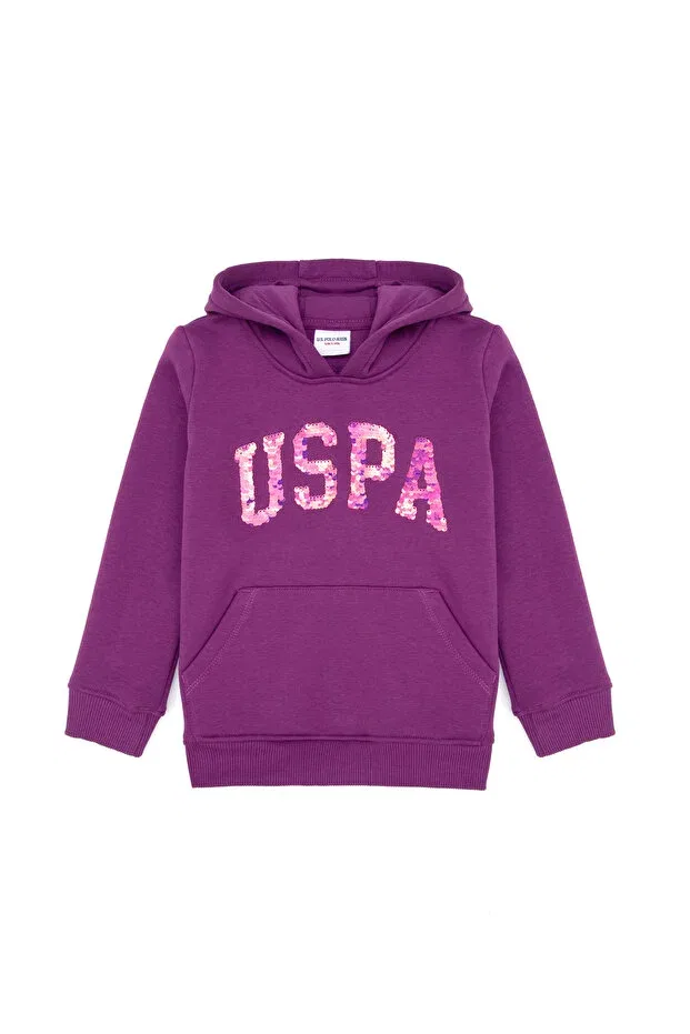 Детское худи для девочек с длинным рукавом U.S. Polo Assn., Violet — фото 3