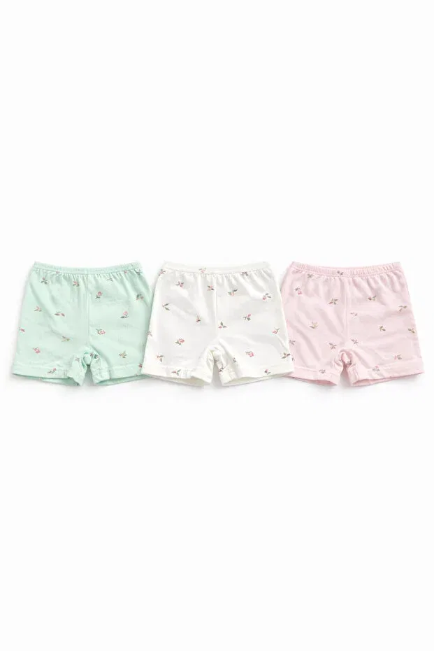 Детские боксеры для девочек с принтом Basics Mini Kanka, 3 Multicolored Green-White-Pink — фото 2