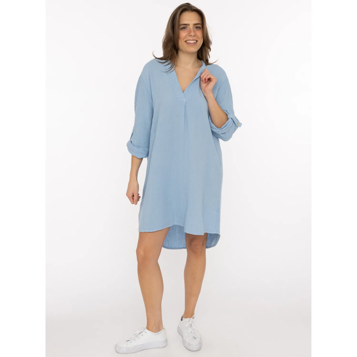 Женская блузка с V-образным вырезом Rom Zwillingsherz, Light Blue