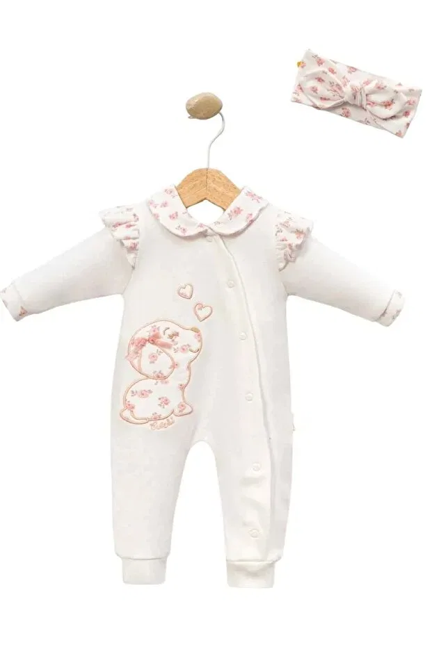 Детский комбинезон для девочек хлопковый Cherub Baby, Ecru — фото 3