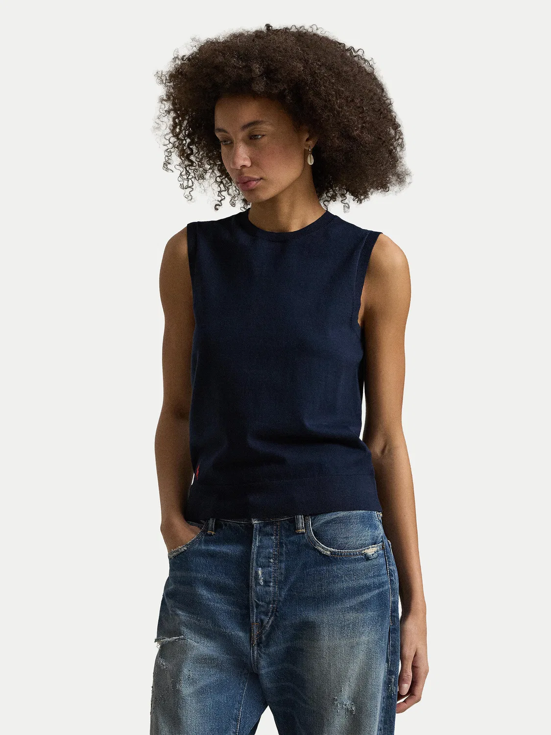 Женский топ стандартного кроя Polo Ralph Lauren, темно-синий