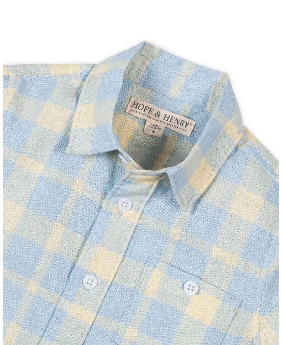 Детская рубашка с коротким рукавом из льна Sunlit Plaid Hope & Henry, Sunlit Plaid — фото 4