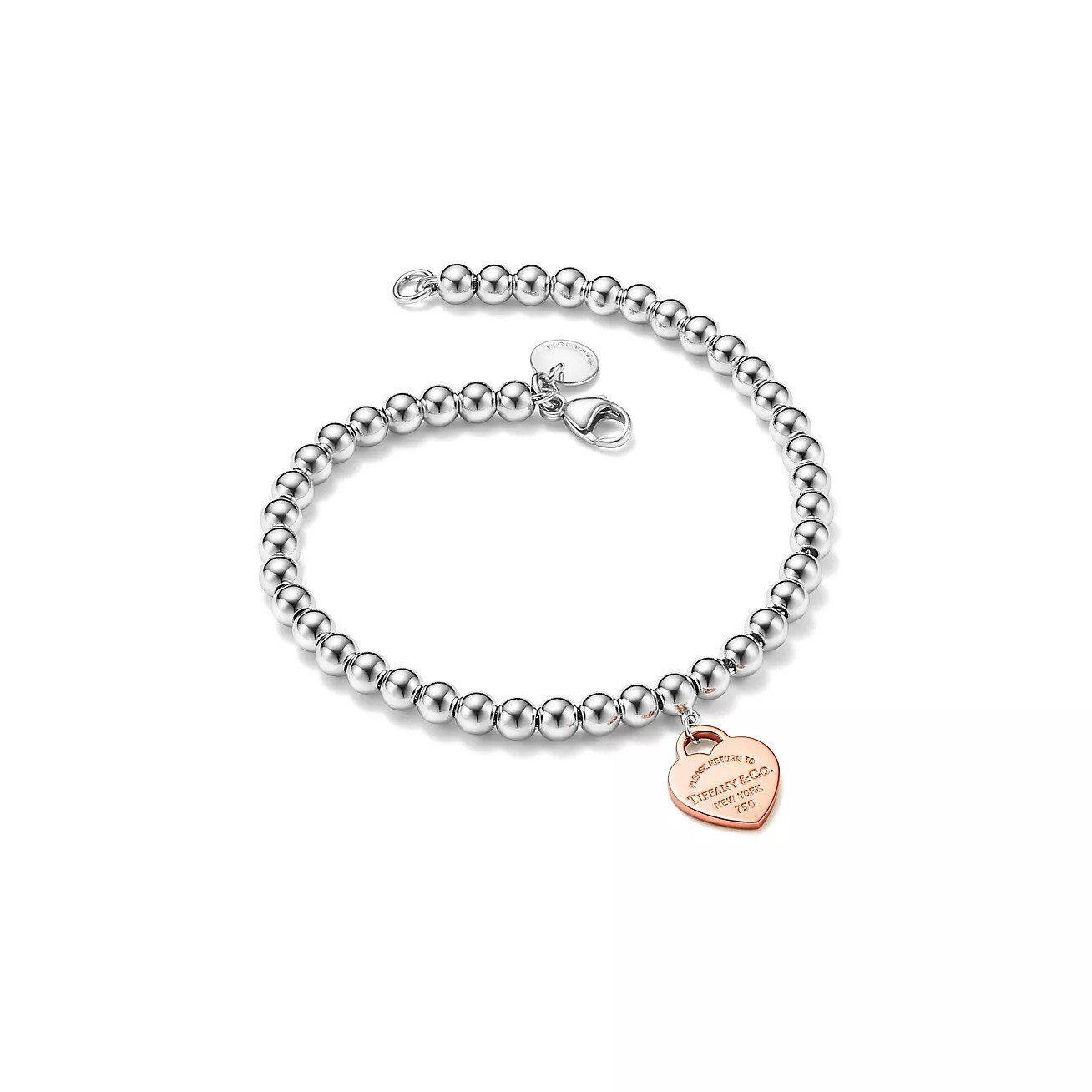 Браслет Tiffany & Co. Return to Tiffany Heart Tag Bead, серебро/розовое золото — фото 2