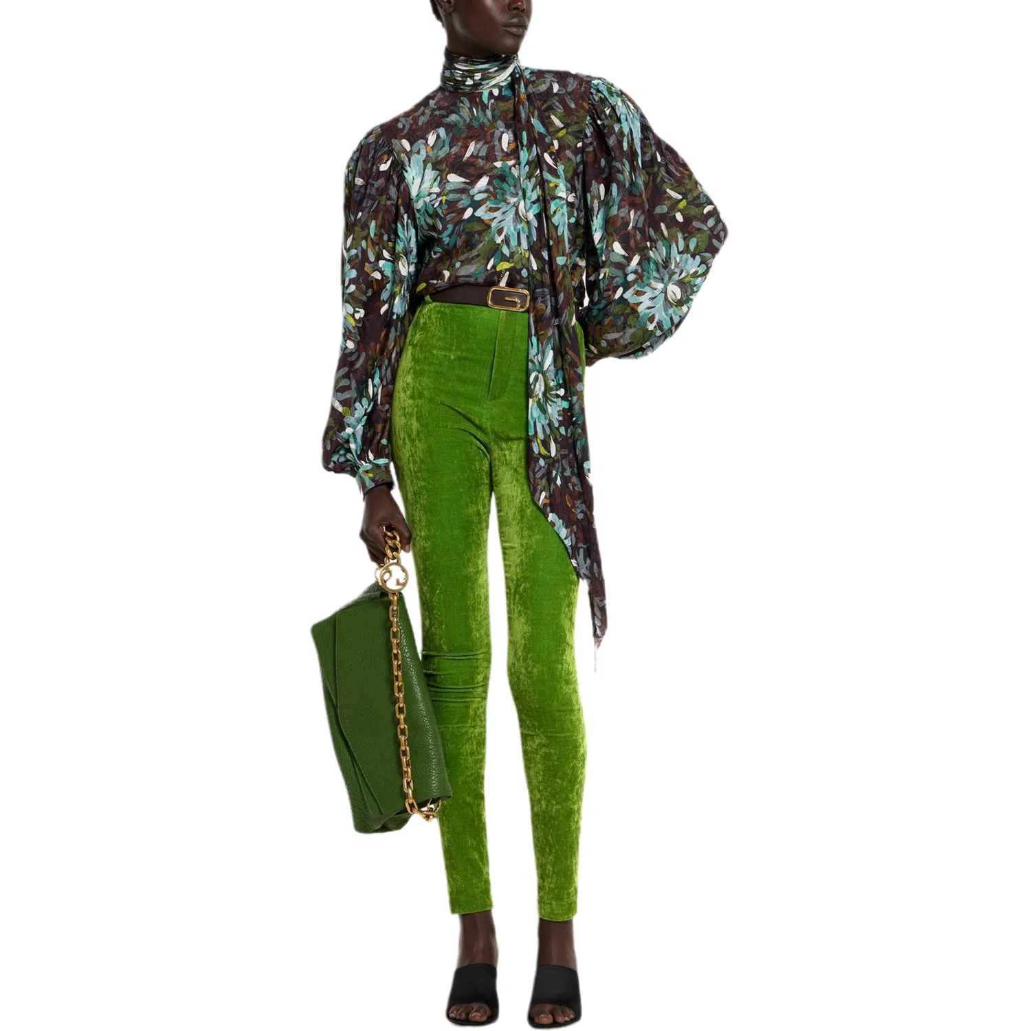 Женская блузка с длинным рукавом с цветочным принтом GUCCI, Multicolor — фото 3
