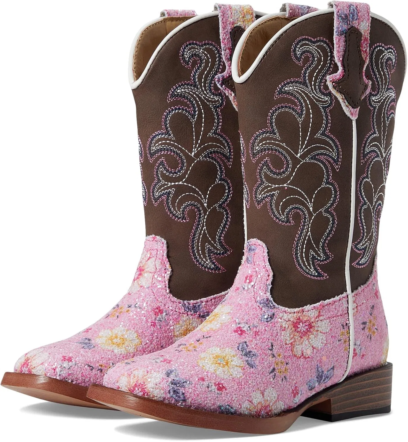 Детские ботинки для девочек с блестками Roper Kids Glitter Flower ROPER, Brown