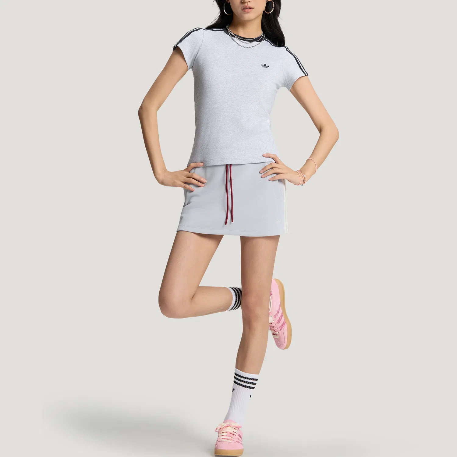 Футболка с круглым вырезом, Light Heather Gray, Adidas Originals — фото 4