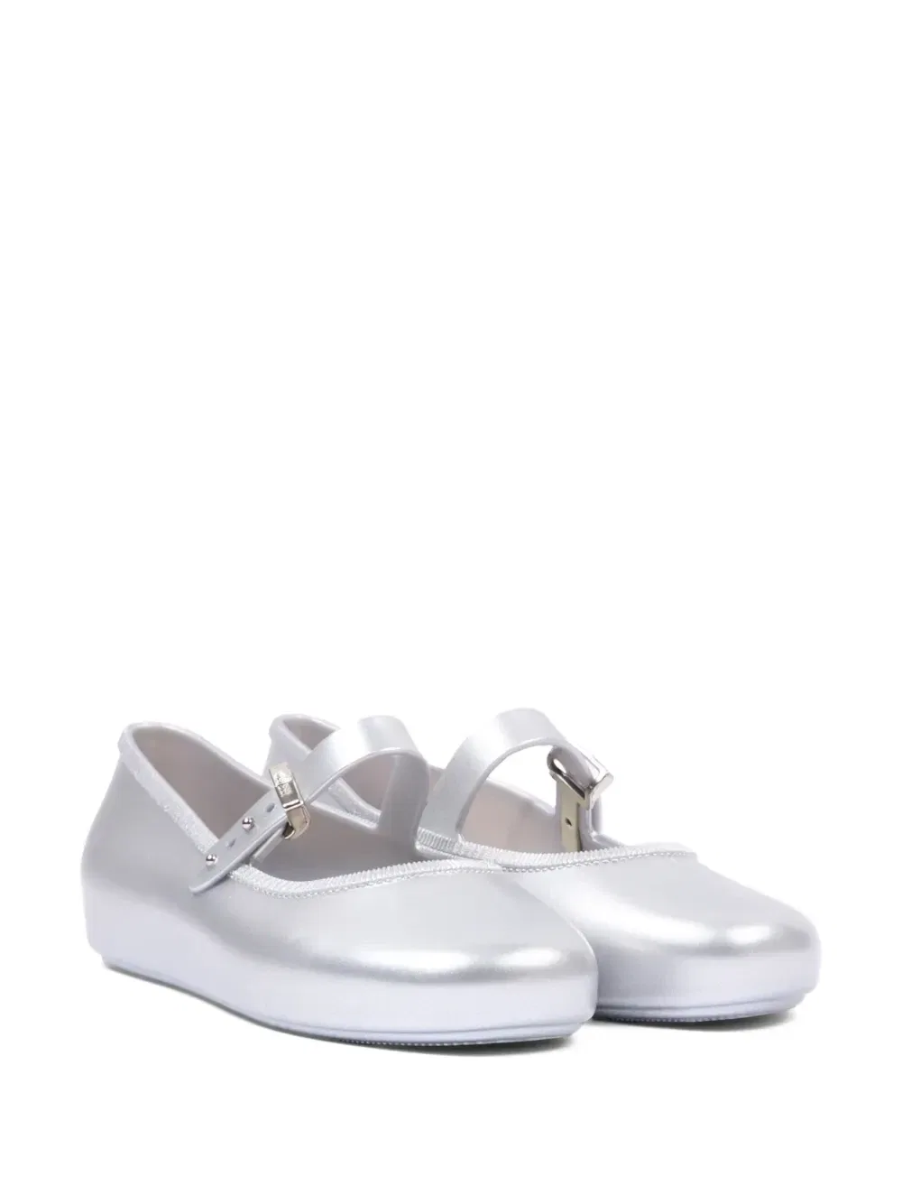 Мягкие балетки на ремешке-липучке Mini Melissa, серебряный